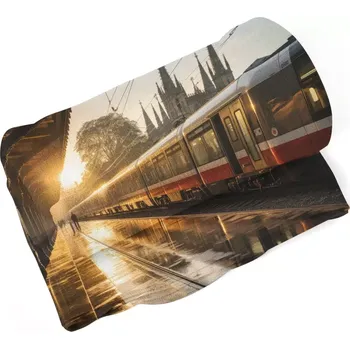 deka Sablio Deka Vlak na nádraží při východu slunce - 150x120 cm