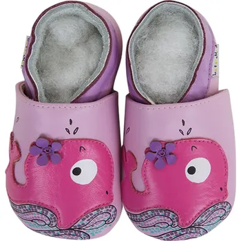 Capáčky LAIT ET MIEL Kožené capáčky s velrybou 6-12 měsíců Fialová 19-20