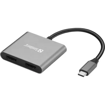 Sandberg USB-C Dock, 2xHDMI, USB-A 3.0, USB-C PD 100W (136-44) černá