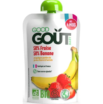 dětská jídelní sada GOOD GOUT BIO Jahoda s banánem (120 g) EXPIRACE