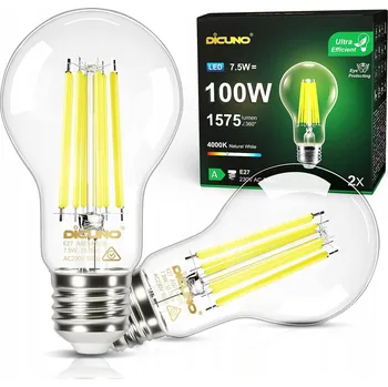 Žárovka DiCUNO Edison LED žárovka E27 7,5W = 100W 4000K, 1575 lm