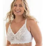 Stahující podprsenka z bavlny a krajky, bez kostic bílá 110F