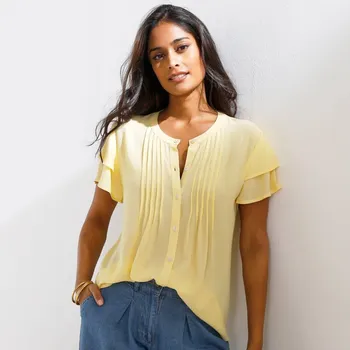 Dámská halenka Halenka se sámky a krátkými rukávy žlutá 36