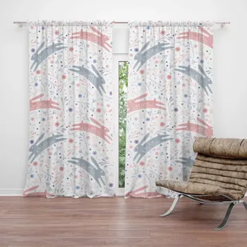 Závěs Sablio Závěsy Folklórní zajíčci: 2ks 140x250cm