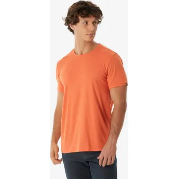 Pánské tričko QUECHUA Pánské turistické tričko NH 500 Fresh 4XL KAŠTANOVÁ|ORANŽOVÁ