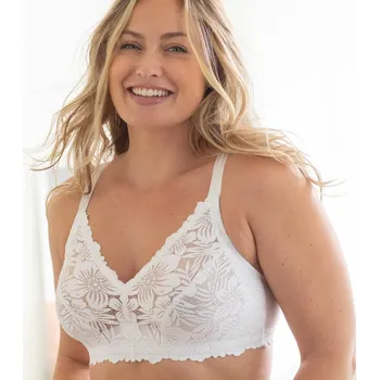 Podprsenka Stahující podprsenka z bavlny a krajky, bez kostic bílá 90D