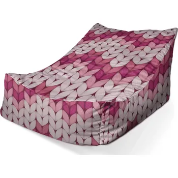 Sedací pytel Sedací vak Lounge Tříbarevné růžové pletení - Sablio - 80 x 95 x 50 cm