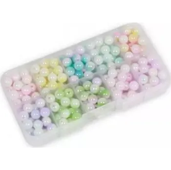 Dětské navlékací korálky Sada korálků na výrobu šperků 200 ks pastelové, perleťové korálky