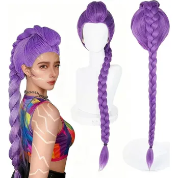 Karnevalový kostým PARUKA kostým převlek Kpop Demon hunters Cop Kudrnatý culík Rumi cosplay 107cm