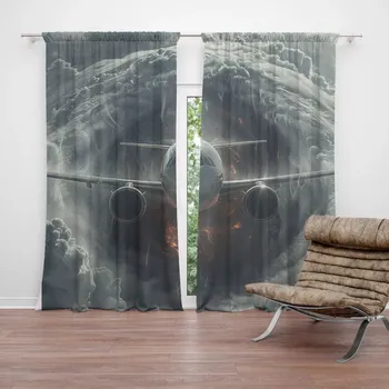 Závěs Sablio Závěsy Letadlo v bouři: 2ks 140x250cm