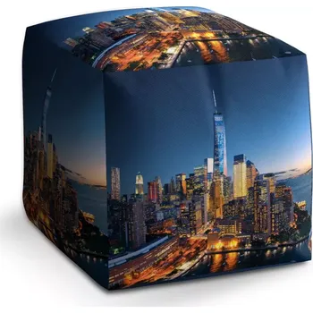 Taburet Sablio Taburet Kostka Noční mrakodrapy: 40x40x40 cm - Sablio