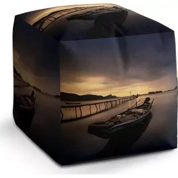 Taburet Sablio Taburet Kostka Loďka na jezeře 2: 40x40x40 cm - Sablio