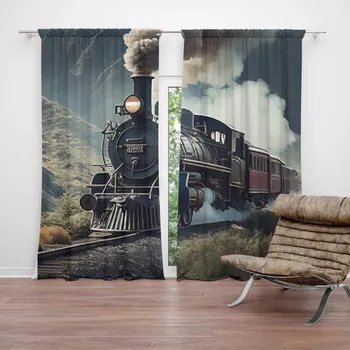 Závěs Sablio Závěsy Parní lokomotiva v horách: 2ks 140x250cm