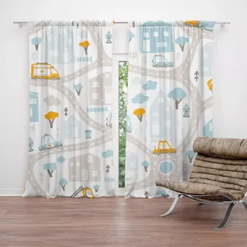 Závěs Sablio Závěsy Cestičky s dopravou: 2 ks - 140x250 cm - Sablio