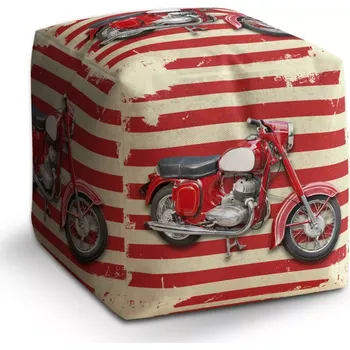 Taburet Sablio Taburet Cube Jawa panelka Pruhy: 40x40x40 cm