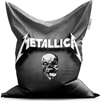 Sedací pytel Sablio Sedací vak Classic METALLICA Lebka Šedá - 150x100 cm