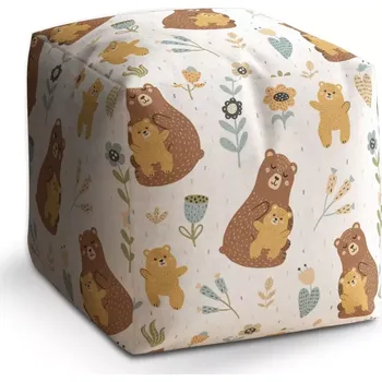 Taburet Sablio Taburet Kostka Medvědi: 40x40x40 cm - Sablio