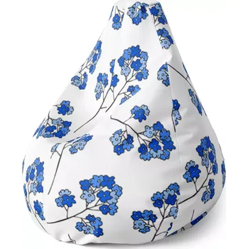 Sedací pytel Sedací vak Pear Modré kvítí - Sablio - 140 x 100 x 25 cm