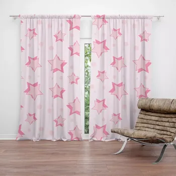 Závěs Sablio Závěsy Růžové hvězdy: 2 ks - 140x250 cm - Sablio