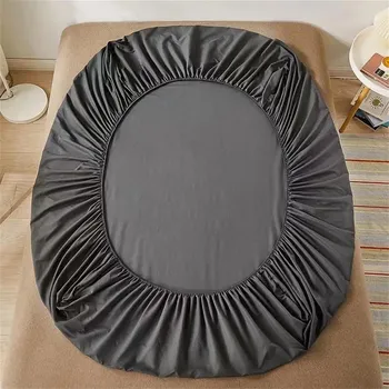 Prostěradlo Bavlněné napínací prostěradlo s gumou | ložní prádlo - Tmavě šedá , 100x200cmx10cm