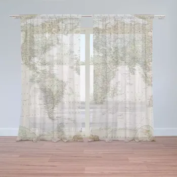 Záclona Sablio Záclony Mapa světa: 2 ks - 150x250 cm - Sablio
