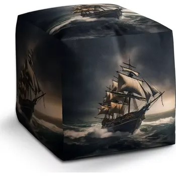 Taburet Sablio Taburet Cube Plachetnice v rozbouřených vodách: 40x40x40 cm