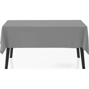 ubrus Technické specifikace: Barva: světle šedá Materiál: 100% polyester Hmotnost: 180 g Vzor: hladký Rozměry: 280 × 170 cm Odolný proti skvrnám Zakončeno lemováním Důležité informace: Lze prát v pračce (40 stupňů) Teplota žehlení: 120 stupňů. Vyrobeno z jednoh