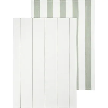 Blomus TAULO sada 2 utěrek 50 x 70 cm pruhy bílá & mátově zelená