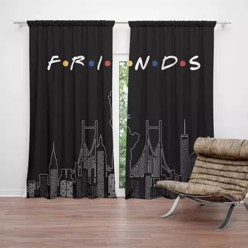 Závěs Sablio Závěsy Seriál Přátelé FRIENDS Obrysy: 2ks 140x250cm