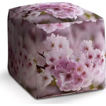 Taburet Sablio Taburet Kostka Rozkvetlý strom: 40x40x40 cm - Sablio