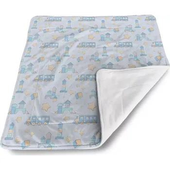 Dětská deka Sablio Dětská deka pro miminko Stavebnice a vláčky - 80x100 cm