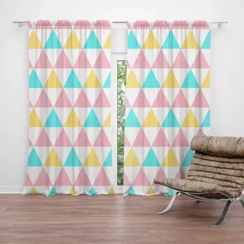 Závěs Sablio Závěsy Tříbarevné trojúhelníky: 2 ks - 140x250 cm - Sablio