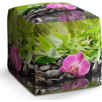 Taburet Sablio Taburet Kostka Růžová orchidej: 40x40x40 cm - Sablio