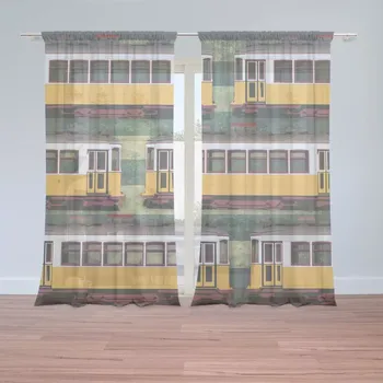 Záclona Sablio Záclony Lisabonské historické tramvaje Zelený Pattern: 2ks 150x250cm
