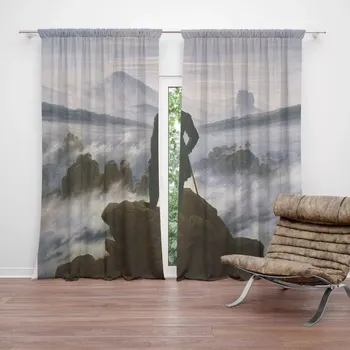 Závěs Sablio Závěsy Poutník nad mořem mlhy - Caspar David Friedrich: 2ks 140x250cm