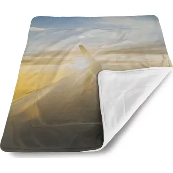 Dětská deka Sablio Dětská deka pro miminko Křídlo letadla nad mraky - 80x100 cm