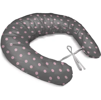 Kojící polštář Sablio Těhotenský polštář Růžové puntíky na šedé