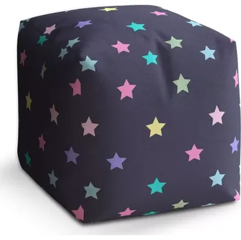 Taburet Sablio Taburet Kostka Hvězdy na modré: 40x40x40 cm - Sablio