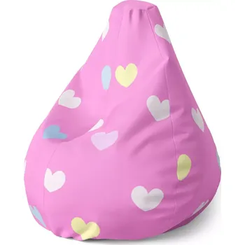 Sedací pytel Sedací vak Pear Srdce na růžové - Sablio - 70 x 95 x 15 cm