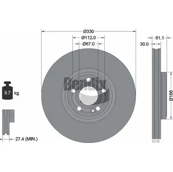 Brzdový kotouč Brzdový kotouč BENDIX Braking BDS1927HC
