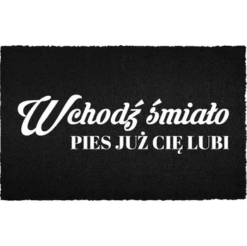 Rohožka VCHODOVÁ ROHOŽKA 40X60 ČERNÁ KOKOSOVÁ PŘED DVEŘE VTIPNÁ PES TĚ MÁ RÁD