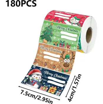 Vánoční dekorace 180 ks Vánoční samolepky | dekorace - Šedá , 7,5x4cm