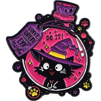 Černá kočka smaltovaný pin | brož, odznak - 37