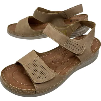 Dámské sandále CtogoGogo Dámské oříškové nadměrné pohodlné sandály Barva: Oříšková, Velikost: 43