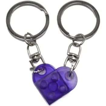 Přívěsek 2 ks Párové klíčenky srdce pro pár | přívěsek - Fialová2