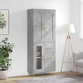 Organizace kuchyně vidaXL Skříň highboard 69,5 x 34 x 180 cm kompozitní dřevo [3199929] Barva: Betonová šedá