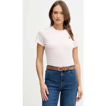 Pánské tričko Bavlněné tričko U.S. Polo Assn. STRIPE CREW NECK WUP1308 růžová 39A, vel. M