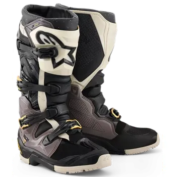 Moto obuv Motocyklové boty pro enduro a terén ALPINESTARS TECH 7 ENDURO DRYSTAR 2010526-1558 barva černá/šedá/hnědá/zlatá (enduro motocyklová obuv s certifikaci CE dle normy EN 13634:2017)