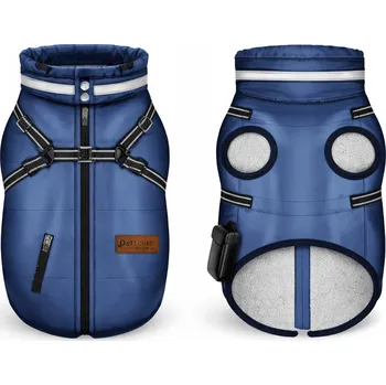 Obleček pro psa Tmavě modrá bunda pro psa vel L s ramenními popruhy a sáčky