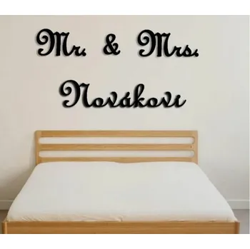 Svatební dekorace Svatební dekorace na zeď MR&MRS vlastní text - (Černá)